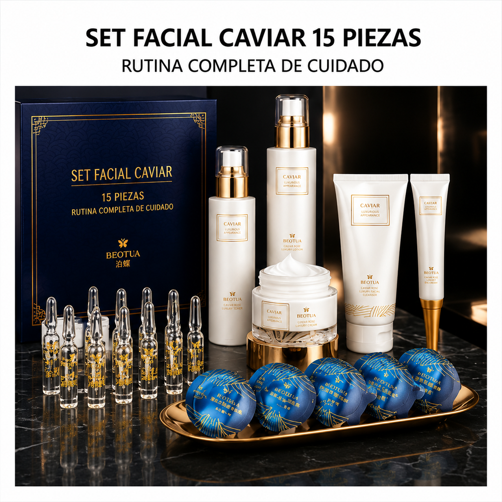 Set De 15 Piezas Para Skin Care Con Caviar
