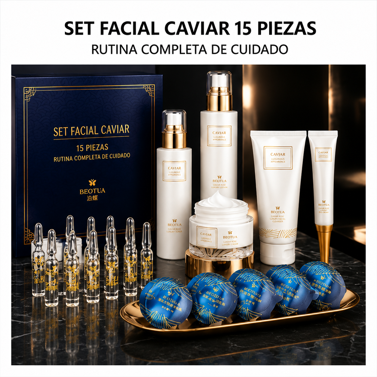 Set De 15 Piezas Para Skin Care Con Caviar
