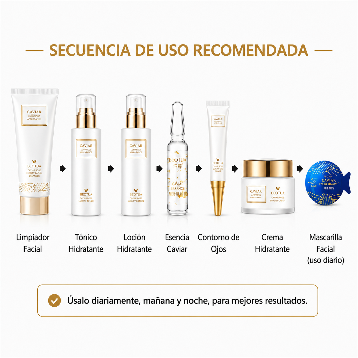 Set De 15 Piezas Para Skin Care Con Caviar