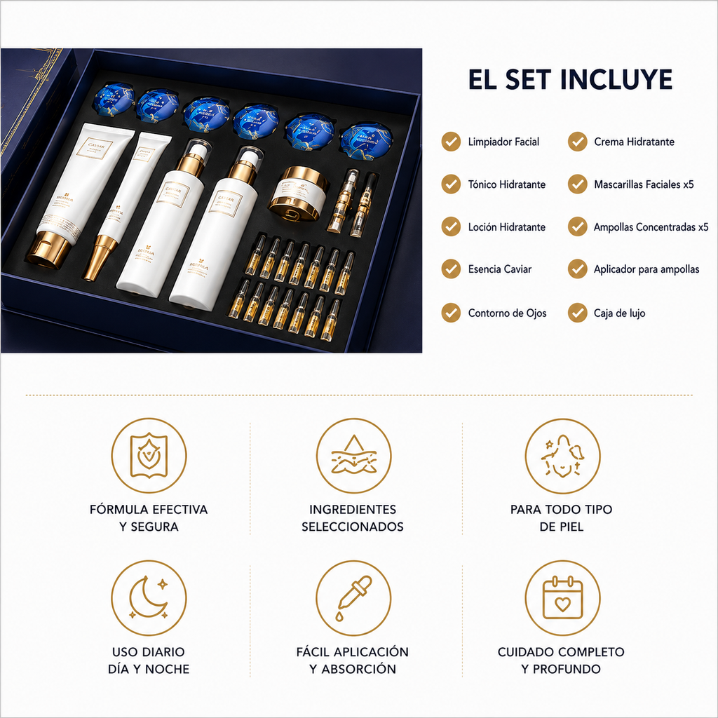 Set De 15 Piezas Para Skin Care Con Caviar